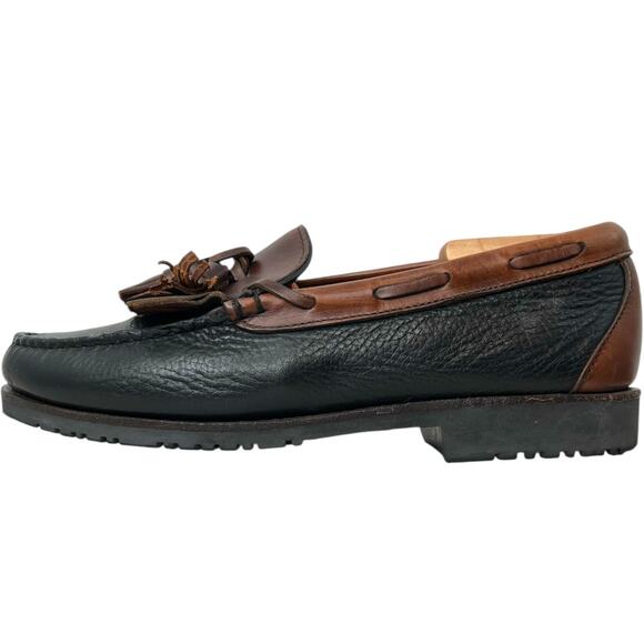 ALLEN EDMONDS Nashua Tassel Loafer Pebbled Leather in Brown & Black Mens Sz. 8.5 - Picture 10 of 16